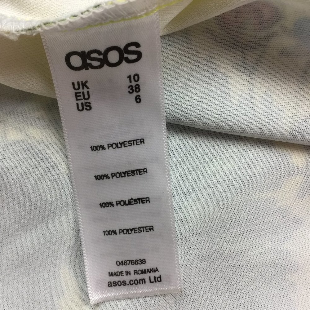 Asos Maxi Dress Size 6 Womans Yellow Floral Print Ruffle Sleeve Back V-Neck - Picture 9 of 13